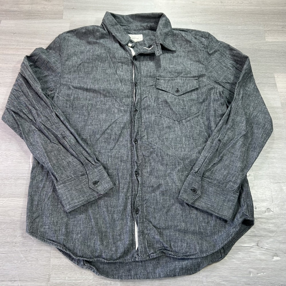 Rag & Bone Shirt Mens Large Black Chambray Long Sleeve Button Up USA Casual
